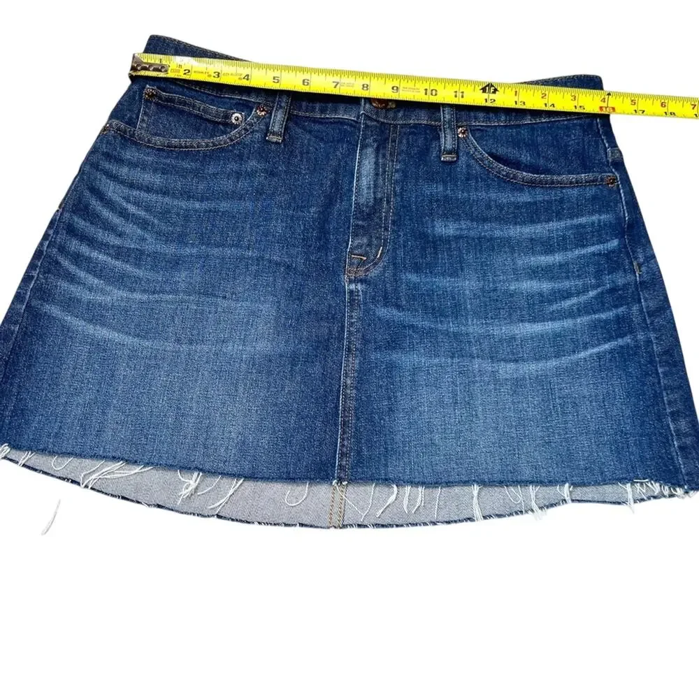 J. Crew Trademark Denim Jean Skirt 30 10 Stretch Cutoff Frayed Hem Academia